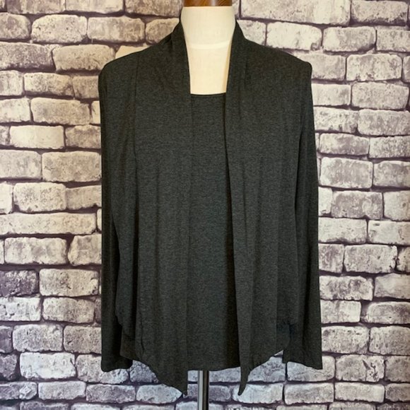 Coldwater Creek Gray Cardigan W/ Attached Tank - Picture 1 of 11